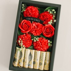 ASPASIA Dasom 康乃馨香皂花卡片禮金盒, 紅色, 1個