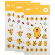 라인프렌즈 미니 투명스티커, 샐리, 3개입