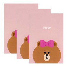 라인프렌즈 미니 제본노트, 초코, 3개입