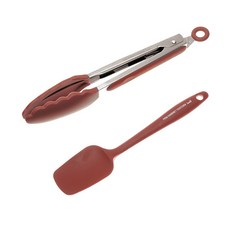 삼보넷 실리콘 볶음주걱 중 + 스텐 집게, 혼합 색상, 1개