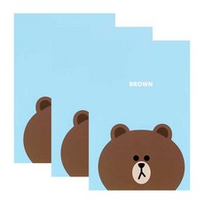 라인프렌즈 미니 제본노트, 브라운, 3개입