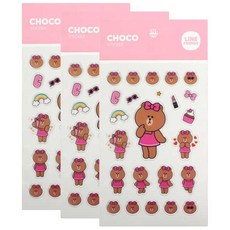 라인프렌즈 미니 투명스티커, 초코, 3개입