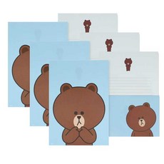 라인프렌즈 편선지세트, 브라운, 3세트