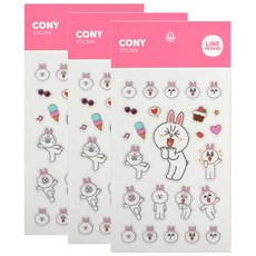 라인프렌즈 미니 투명스티커, 코니, 3개입