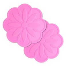 이코디 플라워 엠보 냄비받침, 핑크, 2개입