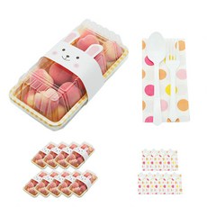 도나앤데코 피크닉 도시락용기 세트 옐로체크 샌드, 1세트, 용기 하단 10p + 상단 10p + 토끼 띠지 10p + 화이트스푼 10p + 포크 10p + 오렌지혼합 냅킨 10p