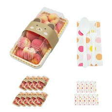 도나앤데코 피크닉 도시락용기 세트 옐로체크 샌드, 1세트, 용기 하단 10p + 상단 10p + 곰 띠지 10p + 화이트스푼 10p + 포크 10p + 오렌지혼합 냅킨 10p