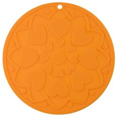 이코디 하트 플라워 냄비받침, 오렌지, 1개
