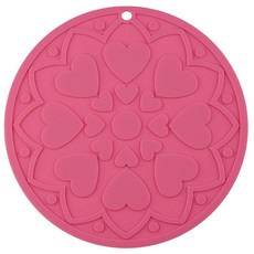 이코디 하트 플라워 냄비받침, 로즈, 1개