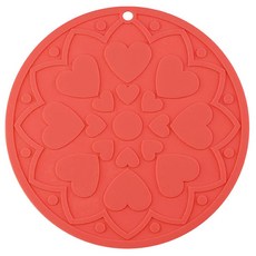 이코디 하트 플라워 냄비받침, 레드, 1개