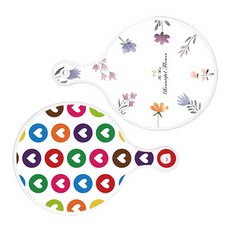 로엠디자인 서빙 원형 도마 보드 2p 세트, 파스텔패턴플라워, 러브패턴, 1세트