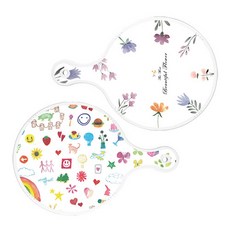 로엠디자인 서빙 원형 도마 보드 2p 세트, 파스텔패턴플라워, 수채화아트클립, 1세트