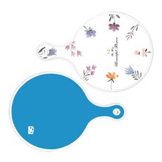 로엠디자인 서빙 원형 도마 보드 2p 세트, 파스텔패턴플라워, 스카이블루, 1세트