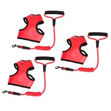 Petnine 寵物彩色人造皮革網眼胸背帶組 M, 紅色, 3個