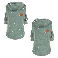 Petnine 貓狗彩繪四季連帽T恤 2件組, 綠色