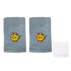 송월타월 12간지 캐릭터 세면타올 2p 호랑 + 스노우 고리타올 퍼플, 하늘, 1세트