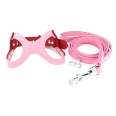 아리코 Dr.Mini 고양이 & 강아지 캐시미어 하네스 + 리드줄, 핑크, 1개