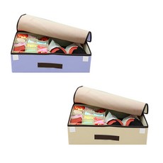 Maket Gamseong 亞麻內衣收納盒 紫色+米色, 1套