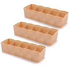 Maket Gamseong 5格多功能收納籃 米色, 3片