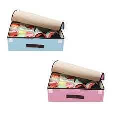 Maket Gamseong 亞麻多功能貼身衣物收納盒 藍色+粉色, 1套