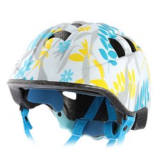 macbac 孩童用花圖案自行車安全帽, 藍色 + 白色