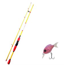 APIS BASS GAME XT 路亞釣竿 黃色 + DAMIKI D-POP 70 硬餌路亞 267H GHOST SMOG, 1套