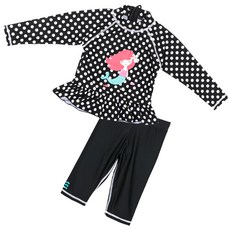 BEACHBOOM Little Mermaid Rash Guard 女童印花點點長袖上衣+五分褲套裝