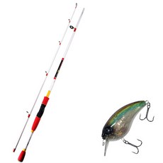 APIS Bass Game XT 路亞釣竿 白色 + DAMIKI BRUTE 70 硬餌路亞 347T CLEAR REAL BAIT, 1套