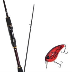 Wonda Vestar捲線器擬餌釣竿 662M+Damiki Brut 70硬餌擬餌 307D RED CRAW, 1套