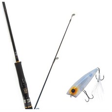 Won Da Avalon路亞竿 702M 旋轉式+Damiki Dipoop 70硬餌路亞 269T ORANGE SPOT PEARL, 1套