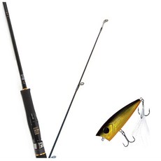 Wonda Avalon 路亞釣竿 602M 紡車式 + Damiki D-Pop 70 硬餌路亞 236H BLACK GOLD HOLO, 1套