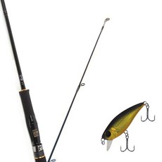 Won Da Avalon捲線器擬餌釣竿 702M+Damiki Mu 45 SP硬餌擬餌 236H BLACK GOLD HOLO, 1套