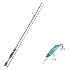 Youngkyu產業Bass擬餌釣竿 S66ML+Damiki So Kill硬餌, 釣魚竿（Blue Force Stargen），硬餌（226H GHOST）