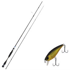 Aomax Neo Black旋轉式擬餌竿 S-702ML+Damiki Mu 45 SP硬餌擬餌 236H BLACK GOLD HOLO, 1套