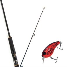 Won Da Avalon捲線器擬餌釣竿 702M+Damiki Brut 70硬餌擬餌 307D RED CRAW, 1套