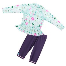 BEACHBOOM 女童梔子花防曬泳衣兩件式套裝