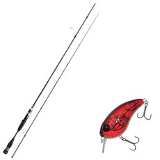 Aomax Neo Black旋轉式擬餌釣竿 S-702ML+Damiki Brut 70硬餌擬餌 307D RED CRAW, 1套