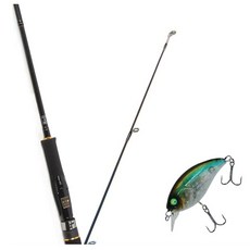 Won Da Avalon路亞竿 662M 旋轉式+Damiki DTSCO 40硬餌路亞 347T CLEAR REAL BAIT, 1套