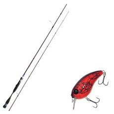 Aomax Neo Black捲線器型擬餌釣竿 S-662ML+Damiki Brut 70硬餌擬餌 307D RED CRAW, 1套