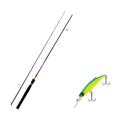 釣竿 S662ML+假魚餌, 釣魚竿（火暴）、硬餌（206D MAT TIGER）