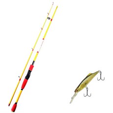 APIS Bass Game XT 路亞釣竿 黃色 + DAMIKI Sso-kill 55 硬餌路亞 314H 黃色香魚, 1套