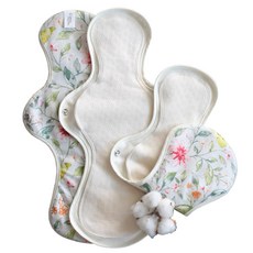 COtton REPUBLIC 布衛生棉 花朵圖案 夜用型, 3片, 1個, 夜用