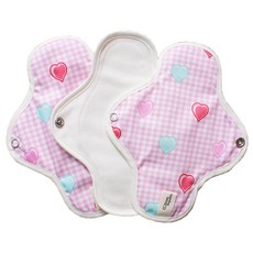 COtton REPUBLIC 布衛生棉 愛心格紋圖案 S號, 3片, 1個, 小型
