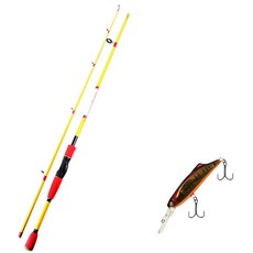 APIS BASS GAME XT 路亞釣竿 黃色 + Damiki So-Kill 55 硬餌路亞 316H RED GILL, 1套