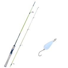 Won Da Ye Green捲線器擬餌釣竿 602UL+Damiki Pika Spoon金屬擬餌 A TYPE 2.8g 007 CREAM WHITE, 1套