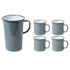 FALCON 獵鷹琺瑯 Zerg水壺1.137L*1 +杯子350ml*4 套組, 灰色