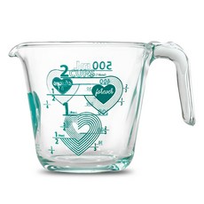 파이렉스 계량컵 500ml 터쿼이즈, 하트, 1개