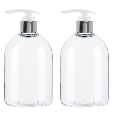 병도매닷컴 AB300 투명 디스펜서 실버 마개 공병, 300ml, 2개