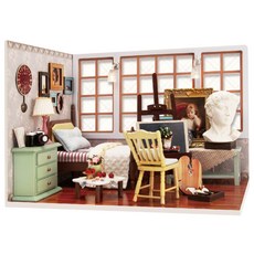 CuteRoom DIY 중대형 미니어쳐 하우스 만들기 미술가의 방, 혼합 색상, 1개