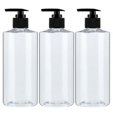 병도매닷컴 AC300 투명 디스펜서 206 검정 마개 공병, 300ml, 3개입